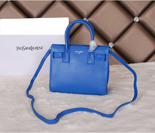 Amazing! 2014 Cheap Saint Laurent Yves - Classic Nano Sac De Jour Bag in Royal Blue Leather - Click Image to Close